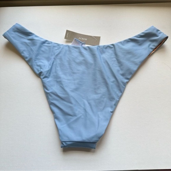 J. Crew Curved-Waist Cheeky Bikini Bottom - Blue Mist, Size Medium - Picture 4 of 8